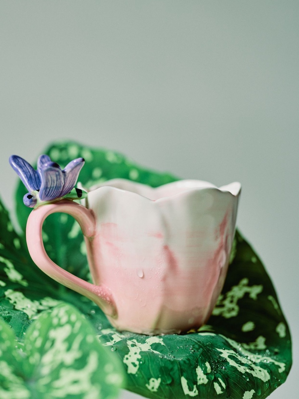 NEW Anthropologie Reed Stoneware Teacup - Pink Lotus